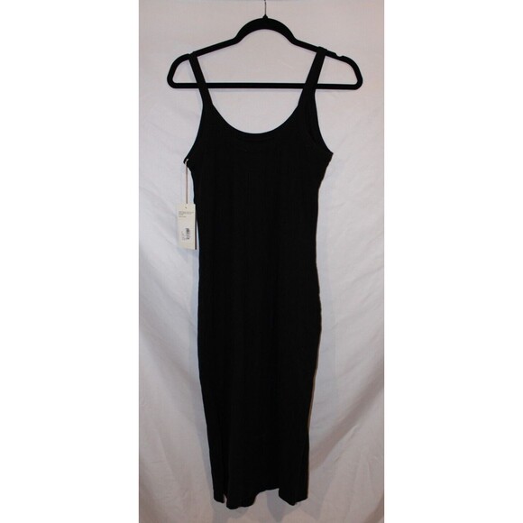MATE THE LABEL TENCEL RIBBED KNIT ORGANIC COTTON DRESS NWT SZ S BLACK - Picture 3 of 5